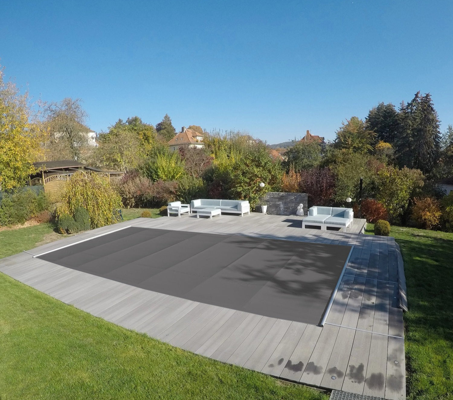 Stangenabdeckung winterfest, Handkurbel, Montageset - Rollschutzabdeckung - Pool & Teich