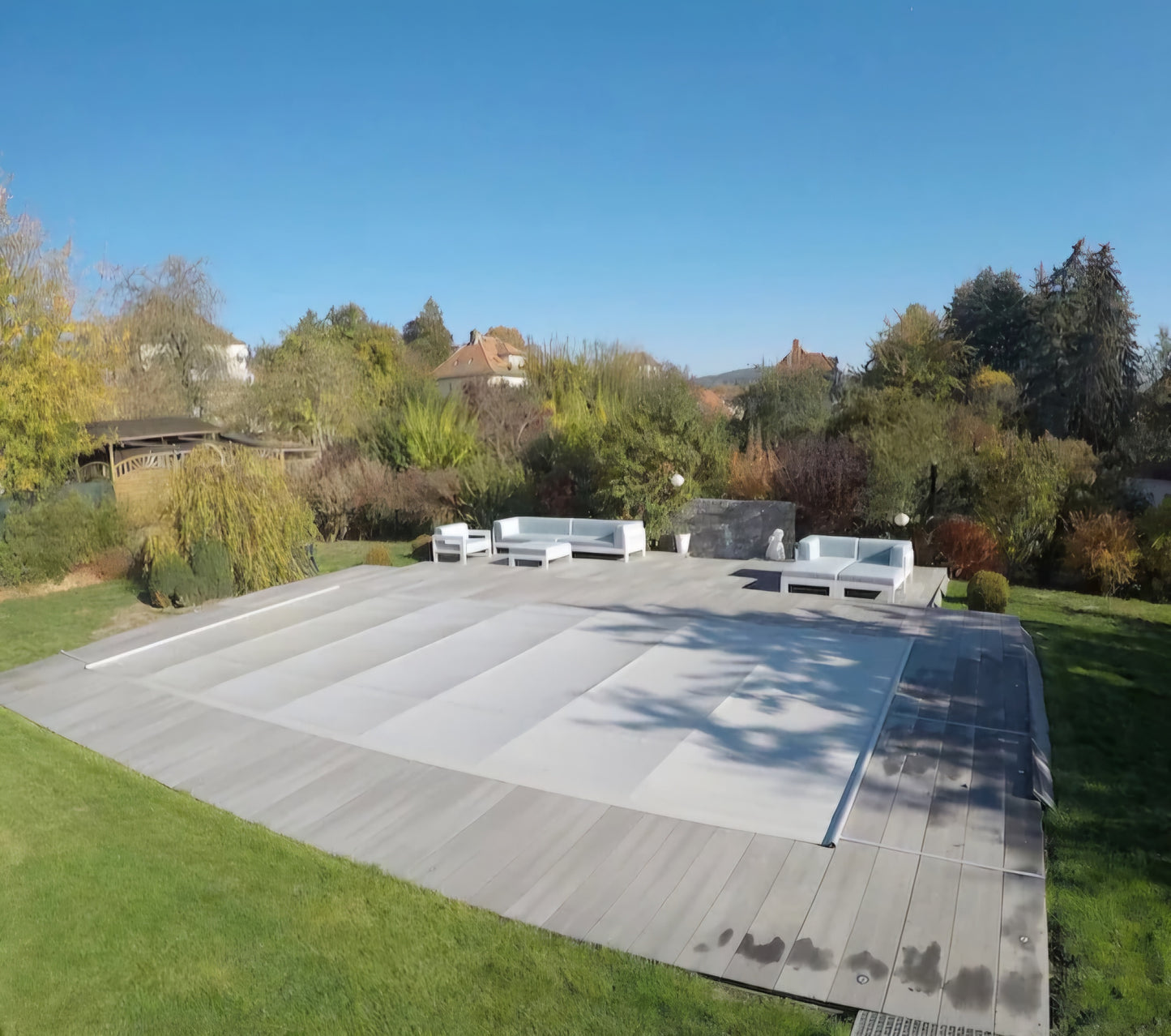 Stangenabdeckung winterfest, Handkurbel, Montageset - Rollschutzabdeckung - Pool & Teich