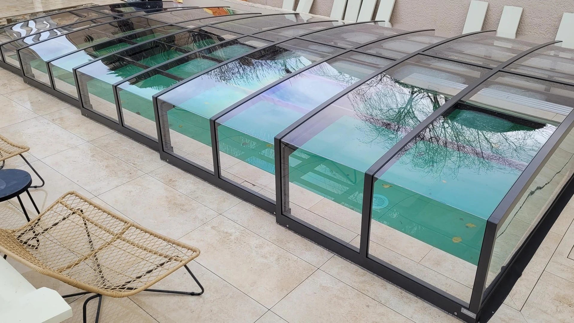 Alukov PARADE Poolüberdachung, einseitige Schiene, Anthrazit Alu - Pool & Teich