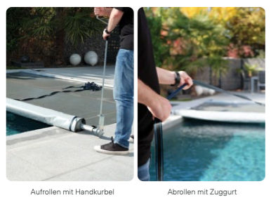 WaluCover Stangenabdeckung winterfest, Handkurbel, Montageset - Rollschutzabdeckung - Pool & Teich